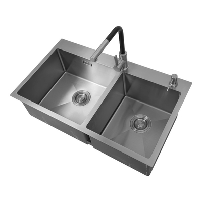 Two Bowl Drop In topmount stainless steel kitchen sink Contemporary