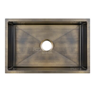 Антикварный латунь роскошный винтажный золотой кухонный раковина 304 нержавеющей стали одиночная чаша PVD отделка Подъемный бассейн для деревенского фермерского дома Бронзовый кухонный раковина для квартиры