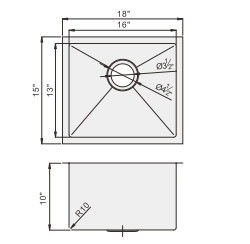18 Inch Undermount Stainless Steel Kitchen Sink Luxurious Satin Finish